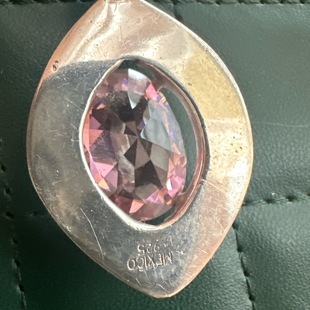 Large Pink Gemstone Pendant - Picture 11 of 14